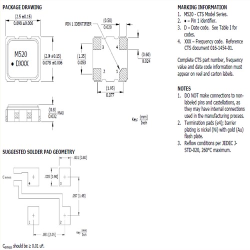 CTS晶振,贴片晶振,520晶振,520L15IA40M0000晶振