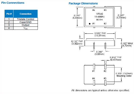 VF540晶振,石英晶体振荡器,有源晶振