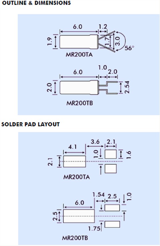 2x6SMD晶振,弯脚音叉晶体,时钟晶振