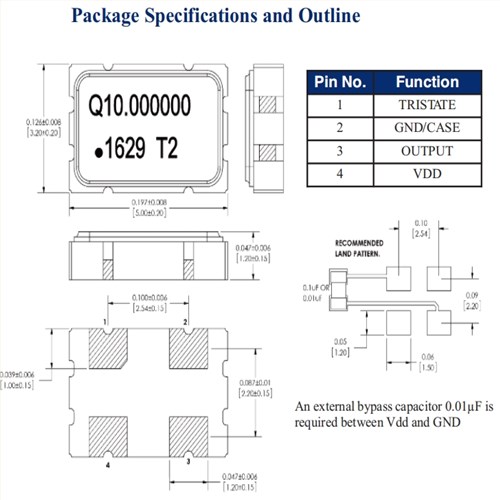 Q-Tech晶体振荡器,航空电子专用6G晶振,QCC325N5-40.000MHZ