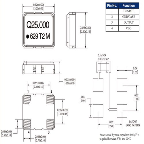 6G交换机晶振/QT723LD10M-54.000MHz/Q-Tech时钟振荡器QT723