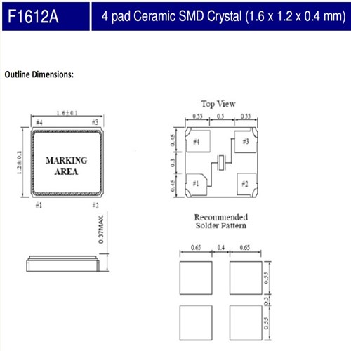 F1612A‐30‐50‐H‐30‐F‐32.000MHz,1612mm,FCD-Tech晶体